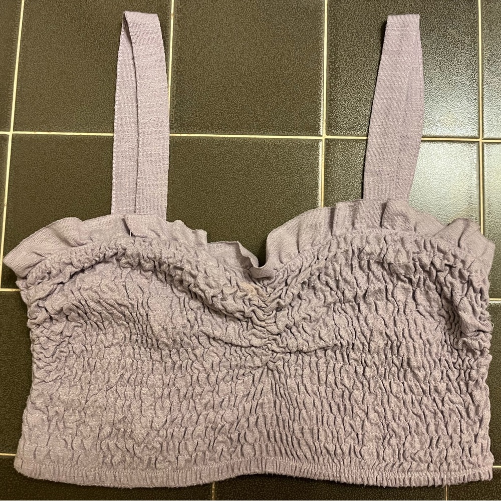 light purple smocked crop top